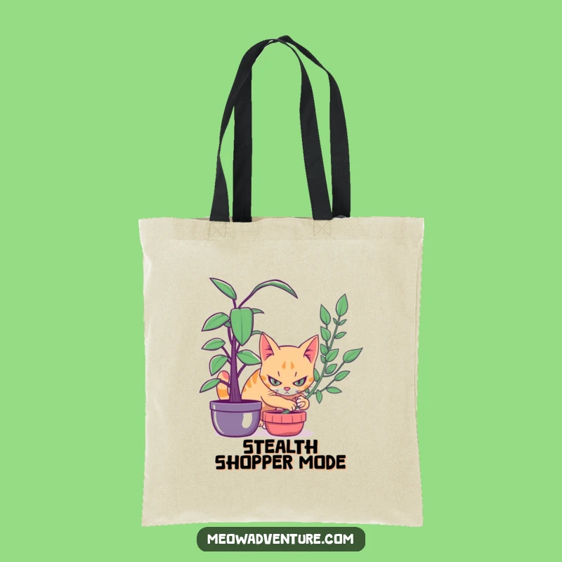 Funny Stealthy Cat Houseplant Tote Bag - Practical Funny Cat Accessory