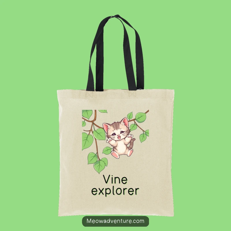 Funny Kitten Pounce Tote Bag - Durable Cat Vine Carryall, Perfect Gift